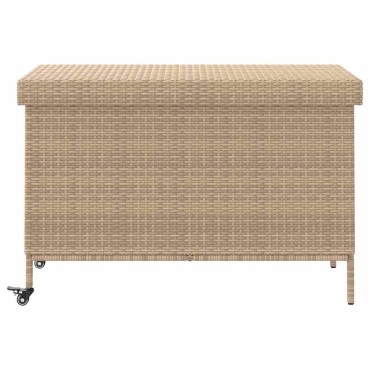 vidaXL Κουτί Αποθήκευσης Κήπου με Ρόδες 110x55x73cm Συνθετικό Ρατάν 1 τεμ.