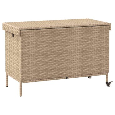 vidaXL Κουτί Αποθήκευσης Κήπου με Ρόδες 110x55x73cm Συνθετικό Ρατάν 1 τεμ.