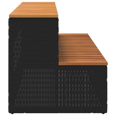 vidaXL Βήμα υδρομασάζ Μαύρο 100x50x50,5 εκ. Συνθετικό Ρατάν/Ακακίας