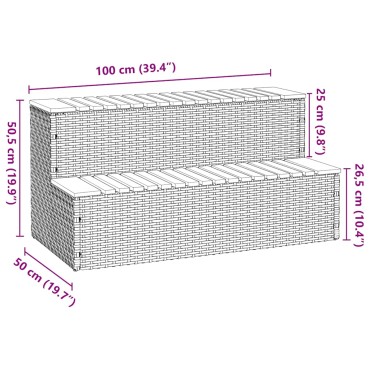 vidaXL Βήμα υδρομασάζ Μαύρο 100x50x50,5 εκ. Συνθετικό Ρατάν/Ακακίας