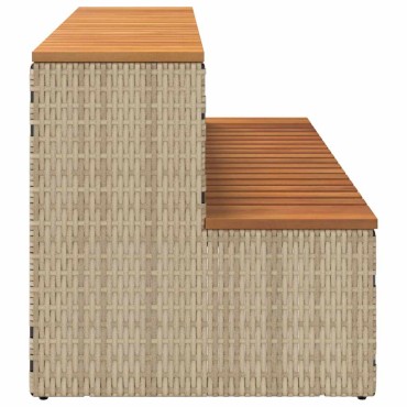 vidaXL Βήμα υδρομασάζ Μπεζ 100x50x50,5 εκ. Συνθετικό Ρατάν/Ακακίας