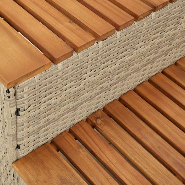 vidaXL Βήμα υδρομασάζ Μπεζ 100x50x50,5 εκ. Συνθετικό Ρατάν/Ακακίας