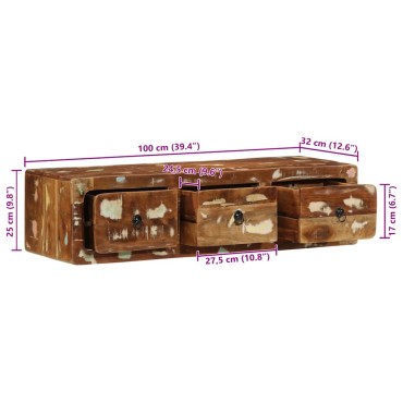 vidaXL Έπιπλο Τηλεόρασης 100x32x25cm από Μασίφ Ανακυκλωμένο Ξύλο 1 τεμ.