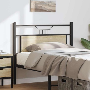 vidaXL Κεφαλάρι Sonoma Δρυς Επεξεργασμένο Ξύλο/Ατσάλι 105,5x3x91,5cm 1 τεμ.