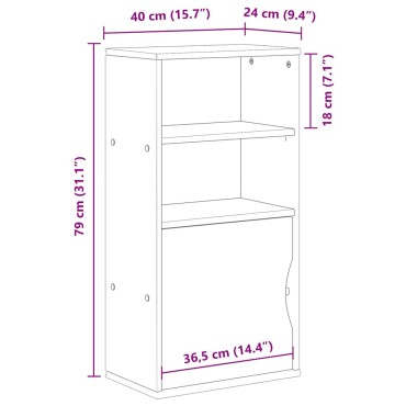 vidaXL Βοηθητικό Ντουλάπι ODDA 40x24x79cm από Μασίφ Ξύλο Πεύκου 1 τεμ.