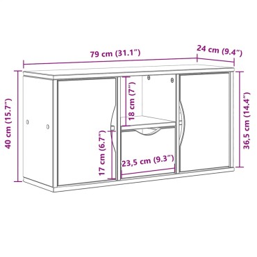 vidaXL Έπιπλο Τηλεόρασης με Συρτάρι ODDA 79x24x40cm Μασίφ Ξύλο Πεύκου