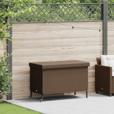 vidaXL Κουτί Αποθήκευσης Κήπου με Ρόδες 110x55x73cm Συνθετικό Ρατάν 1 τεμ.