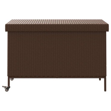 vidaXL Κουτί Αποθήκευσης Κήπου με Ρόδες 110x55x73cm Συνθετικό Ρατάν 1 τεμ.