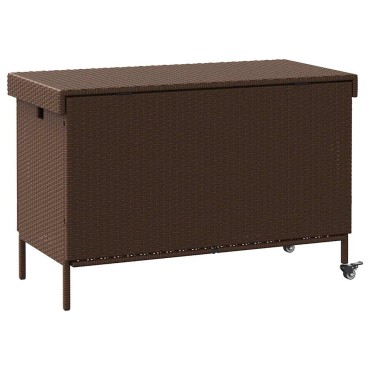 vidaXL Κουτί Αποθήκευσης Κήπου με Ρόδες 110x55x73cm Συνθετικό Ρατάν 1 τεμ.