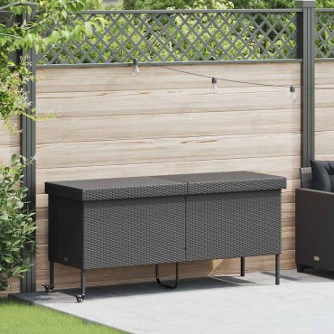 vidaXL Κουτί Αποθήκευσης Κήπου με Ρόδες 160x55x75cm Συνθετικό Ρατάν 1 τεμ.