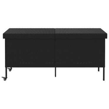 vidaXL Κουτί Αποθήκευσης Κήπου με Ρόδες 160x55x75cm Συνθετικό Ρατάν 1 τεμ.