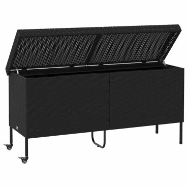 vidaXL Κουτί Αποθήκευσης Κήπου με Ρόδες 160x55x75cm Συνθετικό Ρατάν 1 τεμ.