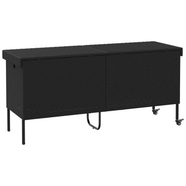 vidaXL Κουτί Αποθήκευσης Κήπου με Ρόδες 160x55x75cm Συνθετικό Ρατάν 1 τεμ.