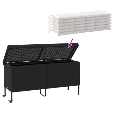 vidaXL Κουτί Αποθήκευσης Κήπου με Ρόδες 160x55x75cm Συνθετικό Ρατάν 1 τεμ.