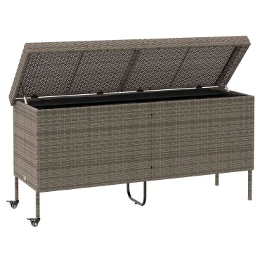 vidaXL Κουτί Αποθήκευσης Κήπου με Ρόδες 160x55x75cm Συνθετικό Ρατάν 1 τεμ.