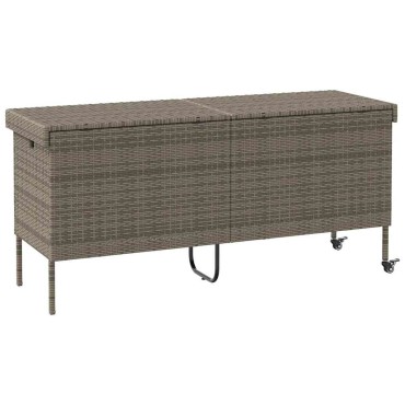 vidaXL Κουτί Αποθήκευσης Κήπου με Ρόδες 160x55x75cm Συνθετικό Ρατάν 1 τεμ.
