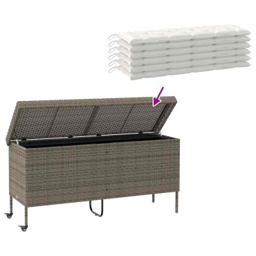 vidaXL Κουτί Αποθήκευσης Κήπου με Ρόδες 160x55x75cm Συνθετικό Ρατάν 1 τεμ.