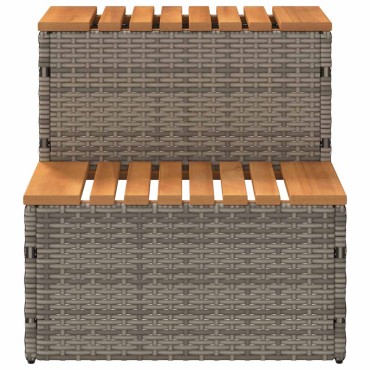 vidaXL Βήμα υδρομασάζ Γκρι 50x50x50,5εκ. Συνθετικό Ρατάν/Μασίφ Ακακίας