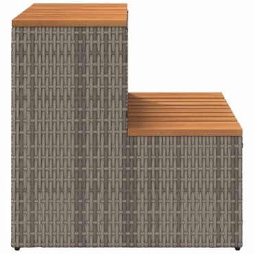 vidaXL Βήμα υδρομασάζ Γκρι 50x50x50,5εκ. Συνθετικό Ρατάν/Μασίφ Ακακίας
