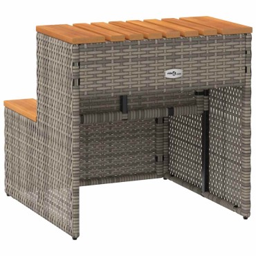 vidaXL Βήμα υδρομασάζ Γκρι 50x50x50,5εκ. Συνθετικό Ρατάν/Μασίφ Ακακίας