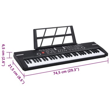 vidaXL 61 πλήκτρα Πιάνο Ηλεκτρικό πληκτρολόγιο με βάση μουσικής