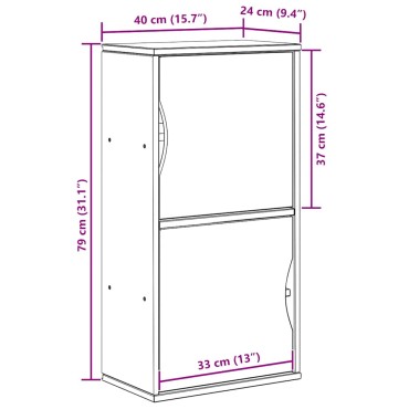 vidaXL Βοηθητικό Ντουλάπι ODDA 40x24x79cm από Μασίφ Ξύλο Πεύκου 1 τεμ.