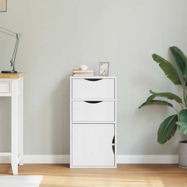 vidaXL Συρταριέρα με Συρτάρια ODDA Λευκό 40x24x79cm Μασίφ Ξύλο Πεύκου 1 τεμ.