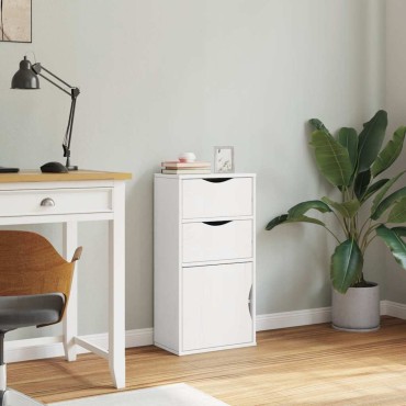 vidaXL Συρταριέρα με Συρτάρια ODDA Λευκό 40x24x79cm Μασίφ Ξύλο Πεύκου 1 τεμ.