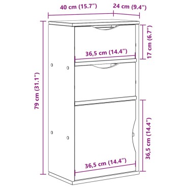 vidaXL Συρταριέρα με Συρτάρια ODDA Λευκό 40x24x79cm Μασίφ Ξύλο Πεύκου 1 τεμ.