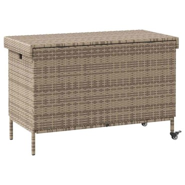 vidaXL Κουτί Αποθήκευσης Κήπου με Ρόδες 110x55x73cm Συνθετικό Ρατάν 1 τεμ.