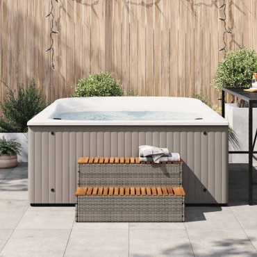 vidaXL Βήμα υδρομασάζ Γκρι 100x50x50,5 εκ. Συνθετικό Ρατάν/Ακακίας