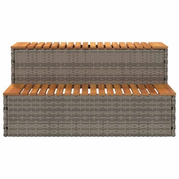 vidaXL Βήμα υδρομασάζ Γκρι 100x50x50,5 εκ. Συνθετικό Ρατάν/Ακακίας