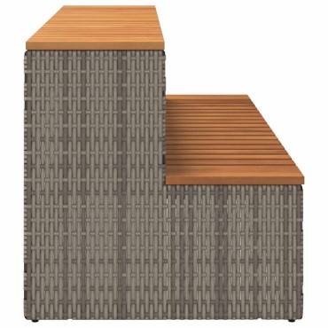 vidaXL Βήμα υδρομασάζ Γκρι 100x50x50,5 εκ. Συνθετικό Ρατάν/Ακακίας