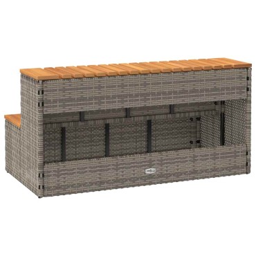 vidaXL Βήμα υδρομασάζ Γκρι 100x50x50,5 εκ. Συνθετικό Ρατάν/Ακακίας