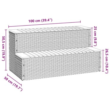 vidaXL Βήμα υδρομασάζ Γκρι 100x50x50,5 εκ. Συνθετικό Ρατάν/Ακακίας