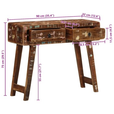vidaXL Τραπέζι Κονσόλα 90x32x75cm από Μασίφ Ανακυκλωμένο Ξύλο 1 τεμ.