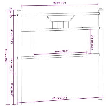 vidaXL Κεφαλάρι Sonoma Δρυς Επεξεργασμένο Ξύλο/Ατσάλι 96x3x91,5cm 1 τεμ.