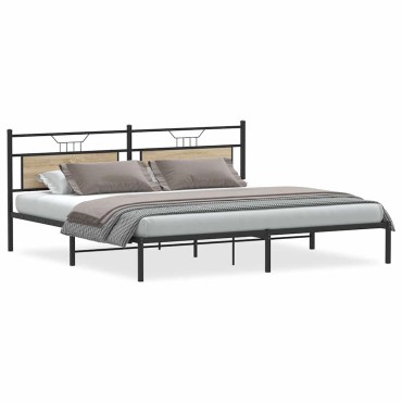 vidaXL Πλαίσιο Κρεβατιού Χωρ. Στρώμα Sonoma Δρυς 193x203 εκ. Επ. Ξύλο