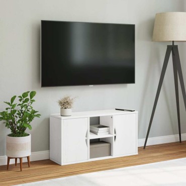 vidaXL Ντουλάπι τηλεόρασης ODDA Λευκό 79x24x40cm Μασίφ Ξύλο Πεύκου