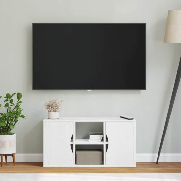 vidaXL Ντουλάπι τηλεόρασης ODDA Λευκό 79x24x40cm Μασίφ Ξύλο Πεύκου