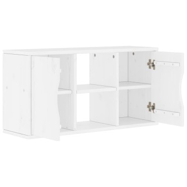 vidaXL Ντουλάπι τηλεόρασης ODDA Λευκό 79x24x40cm Μασίφ Ξύλο Πεύκου