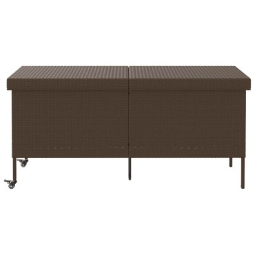 vidaXL Κουτί Αποθήκευσης Κήπου με Ρόδες 160x55x75cm Συνθετικό Ρατάν 1 τεμ.