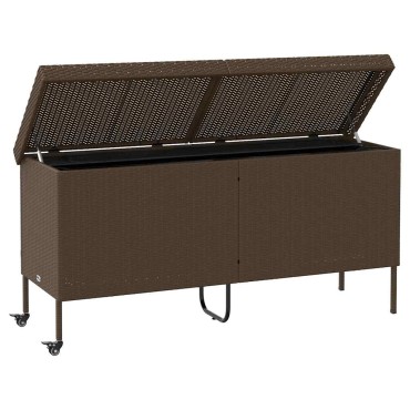 vidaXL Κουτί Αποθήκευσης Κήπου με Ρόδες 160x55x75cm Συνθετικό Ρατάν 1 τεμ.