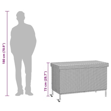 vidaXL Κουτί Αποθήκευσης Κήπου με Ρόδες 110x55x73cm Συνθετικό Ρατάν 1 τεμ.