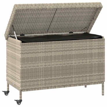 vidaXL Κουτί Αποθήκευσης Κήπου με Ρόδες 110x55x73cm Συνθετικό Ρατάν 1 τεμ.