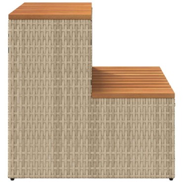 vidaXL Βήμα υδρομασάζ Μπεζ 50x50x50,5εκ. Συνθετικό Ρατάν/Μασίφ Ακακίας