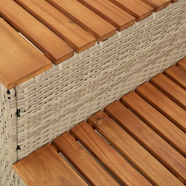 vidaXL Βήμα υδρομασάζ Μπεζ 50x50x50,5εκ. Συνθετικό Ρατάν/Μασίφ Ακακίας