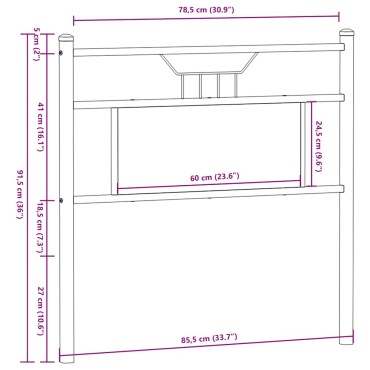 vidaXL Κεφαλάρι Sonoma Δρυς Επεξεργασμένο Ξύλο/Ατσάλι 85,5x3x91,5cm 1 τεμ.