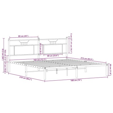 vidaXL Πλαίσιο Κρεβατιού Χωρ. Στρώμα Καφέ Δρυς 183x213 εκ Επεξ. Ξύλο