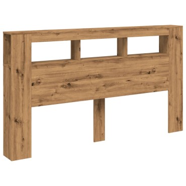 vidaXL LED κεφαλάρι Artisan Oak 180x18,5x103,5cm Κατασκευασμένο ξύλο